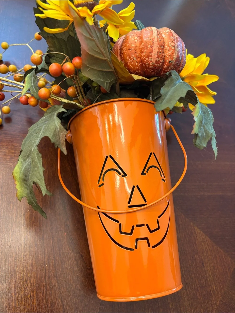 Autumn Harvest Sunflower & Pumpkin Arrangement - Orange
